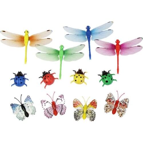 12Pcs Butterfly Dragonfly Ladybird Room Wall Decoration Fridge Magnets Stickers Multifunction PVC Three-Dimensional Wallpaper