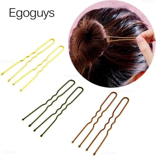 Girls U Shape Hair Clip Women Bobby Pins Waved Hairpins Metal Curly Barrettes Ladies Wedding Wavy Hair Styling Accessories 10PCS