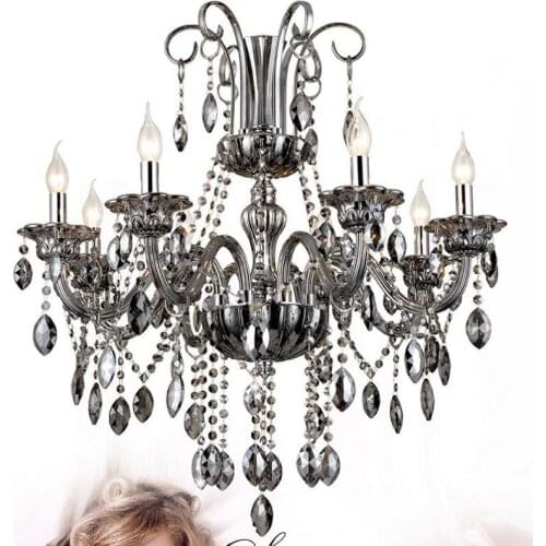 Home Led Smoke crystal Lighting chandelier for art gallery salon Luxury Led Pendientes lustre Cristal Dining Room Chandelier E14