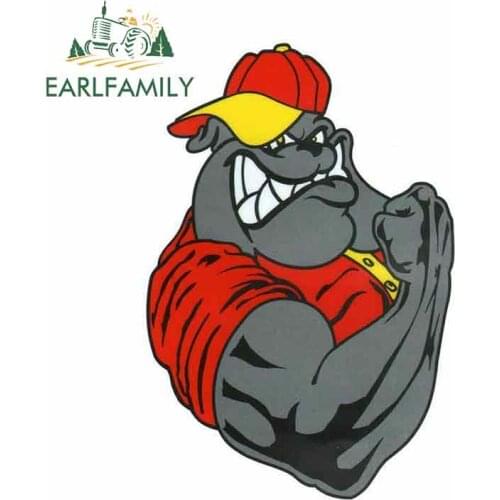 EARLFAMILY 13cm x 13cm Strong Dog Car Stickers JDM Vinyl Car Wrap RV VAN 3D DIY Fine Decal Waterproof Anime Accessories Oem