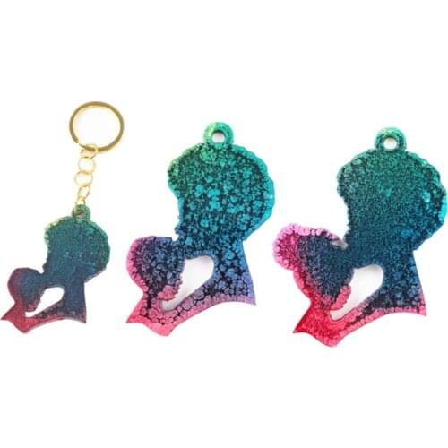 DIY Keychain Epoxy Mold Mother Kiss Child Silicone Mold Woman Kid Head Irregular Silicone Mould for DIY Decoration Accessories