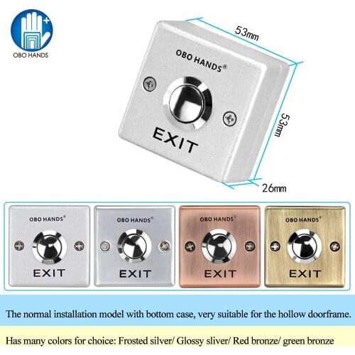 OBO Stainless Steel Door Exit Release Push Button Home Switch Panel Part of Access Control system four colors used to open door