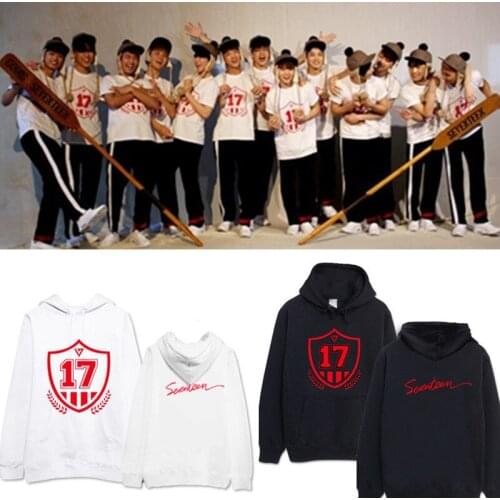 Kpop SEVENTEEN Women Men Seventeen Printed Autumn Warm Pullover Hoodies Lady White Loose Long Sleeve Oversize Hooded Sweatshirts