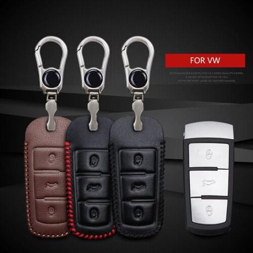 Leather Car Key Case Cover for Volkswagen VW CC Polo Bora Golf 4 5 6 7 Passat B6 B8 Touran Tiguan Jetta Beetle Key Accessories