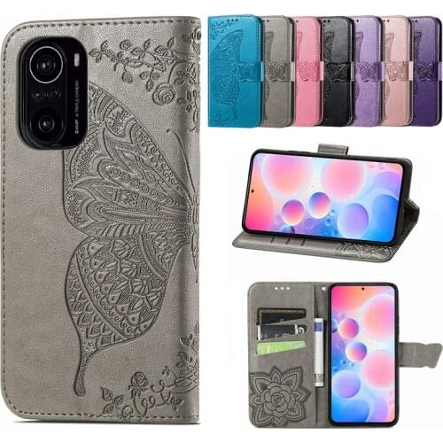 Fashion Butterfly Embossed Leather Phone Case For Xiaomi Mi POCO Phone F1 X3 NFC M3 CC9 E A3 Lite Pro With Card Slot Cases Cover