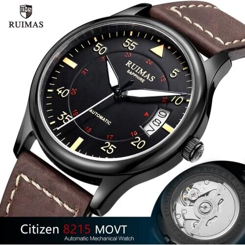Ruimas Automatic Mechanical Watch Man Luxury Classic Business Citizen Top Brand Luminous Male Clocks Retro Wristwatch Relogio
