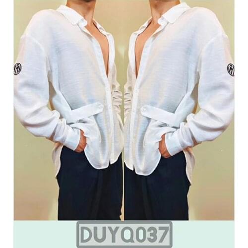 New Style Professional Latin Dance Clothes MenS Exercise Clothes Loose Long Sleeved Shirts Chacha Latin Dance Costumes DQS7377