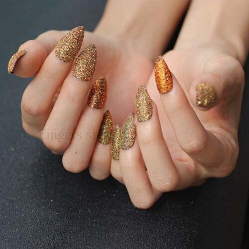 The latest fashion fake nails fine high 24pcs solid color crystal full of nail art fake nails Glitter W17