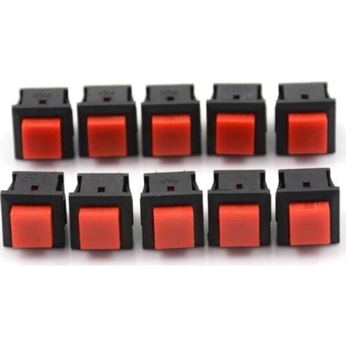NEW 125VAC 1A Red Square SPST NonLocking Reset/Self-locking Push Button Switch Wholesale Square Head Switches 10pcs/lot