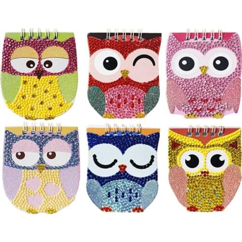 2021 New 6 Pcs/Set DIY Diamond Painting Notebook Owl Shaped Diamond Art Kits Embroidery Cross Stitch Journal Diary Book Children