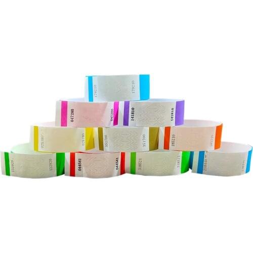 Solid NEW Color 1" Tyvek Wristbands Stub Detachable for ID Paper Wristbands for Party Events Only 1000 Pieces