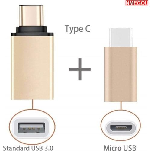 2 In 1 Type C To USB OTG Adapter Type-C To Micro USB Converter for Samsung Galaxy S8 S9 Plus Note 8 Asus Zenfone 5z 5 Accesorios