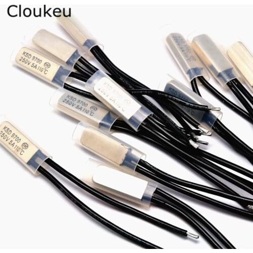 5Pcs KSD9700 250V5A Temperature Switch Thermal control Normally Closed 45/50/55/60/65/70/75/80/85/90/95/100/105 Degree Celsius