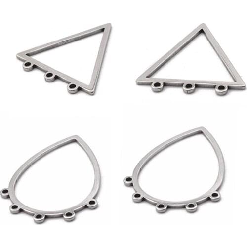 10pcs Stainless Steel Triangle Waterdrop Porous Charms Frame Connector For Handmade Earrings Jewelry Findings Making