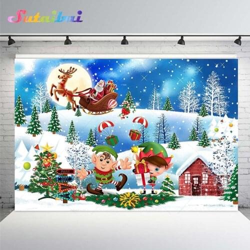 Christmas Backdrop Kids Birthday Party Photo Booth Decor New Year Winter Wonderland Santa Gifts Decor Photography Background