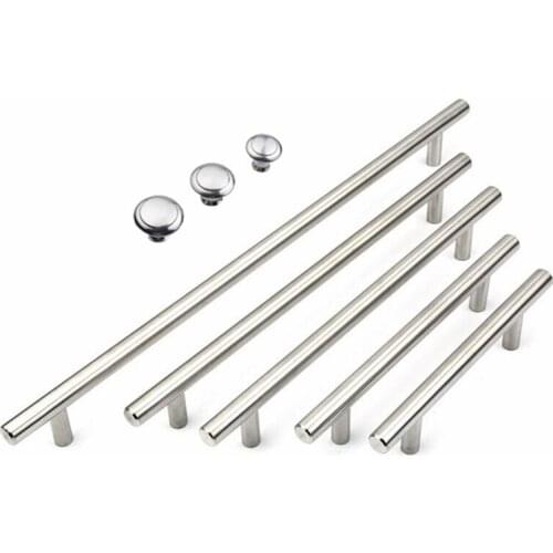 Handle 50mm-500mm Stainless Steel Handles Diameter 10mm Kitchen Door Cabinet T Bar Straight Handle Pull Knobs Furniture Hardware