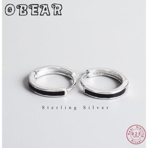 925 Sterling Silver Korean Fashion Simple Black Earrings Women Light Luxury Temperament Wedding Party Jewelry Accessories