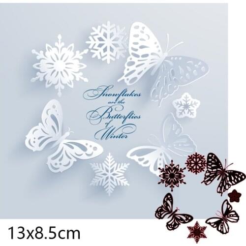 13*8.5cm Butterflies and snowflakes Metal Cutting Dies and Stamps Stencil for DIY Scrapbooking Photo Album Embossing Paper Card