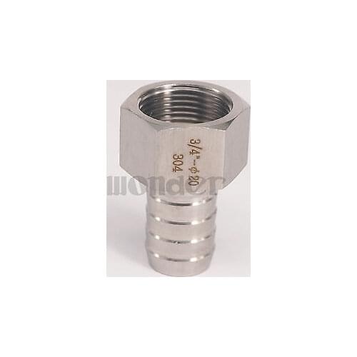 3/4" BSP Female to 20mm Barb Hose 304 Stainless Steel Splicer Barb Hose Tail Connector 142 PSI