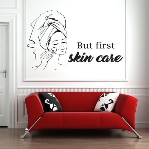 Spa salon Wall Decals Facials Skincare Quote Wall Sticker Woman Face Vinyl Art Decor for Beauty Salon Spa Decoration Mural X485