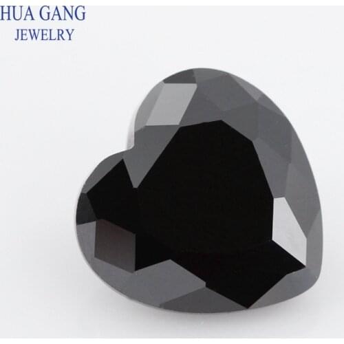 Black Heart Shape Princess Cut Loose Glass Beads Synthetic Gems For Jewelry Size 3x3~12x12mm Free Shipping