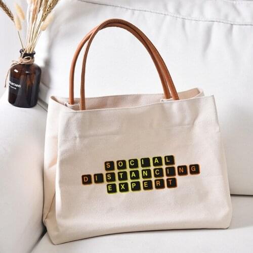 Social Distance Expert Women Lady Canvas Tote Bag Handbag Work Bag Beach Bag Shopping Bag Gift Dropshipping