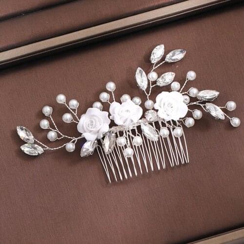 Handmade beaded flower hair ornaments wedding coils of the bride\s hair comb LB