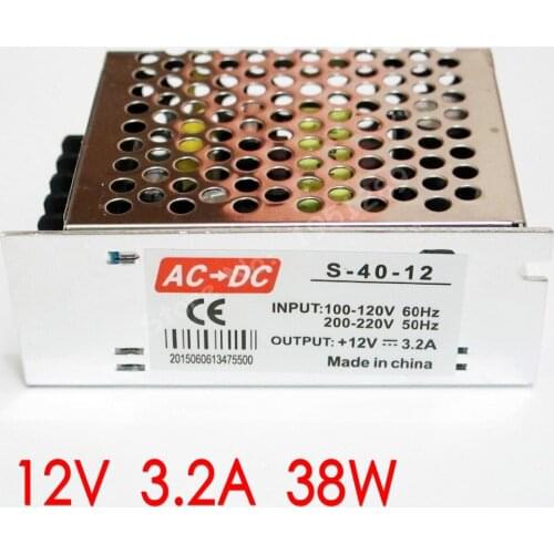 High quality 12V 3.2A 38W LED Driver AC 110V 220V Adapter for LED strip 3528 5050 Switching Power Supply