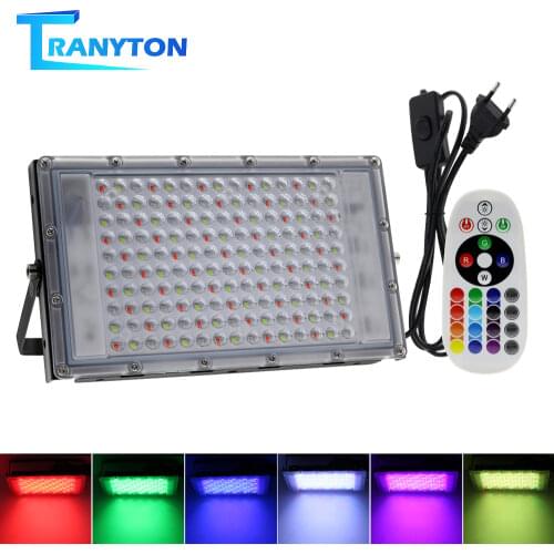 LED RGB Spotlight 50W 100W 150W IP65 Outdoor Floodlight AC220V RGB Feflector Projector Lamp With Color Remote Controller