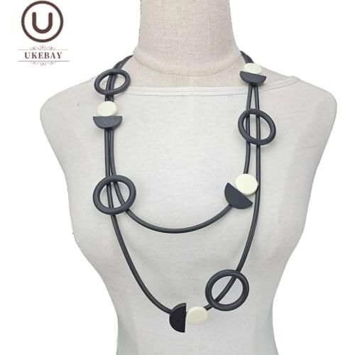 UKEBAY New Wood Jewelry Fashion Choker Necklaces Women Silicone Necklace Match Clothes Sweater Chain Ethnic Accessories Gifts