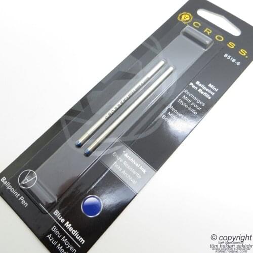 Cross 8518-6 Tech-3 Substitute Blue 2'li Blister Ballpoint Tip Refills