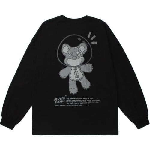 Hip Hop Streetwear Bears Letters Printing Sweatshirt Women Long Sleeve Tops Plus Size Fashion Harajuku Teens 2021 Women T Shirts