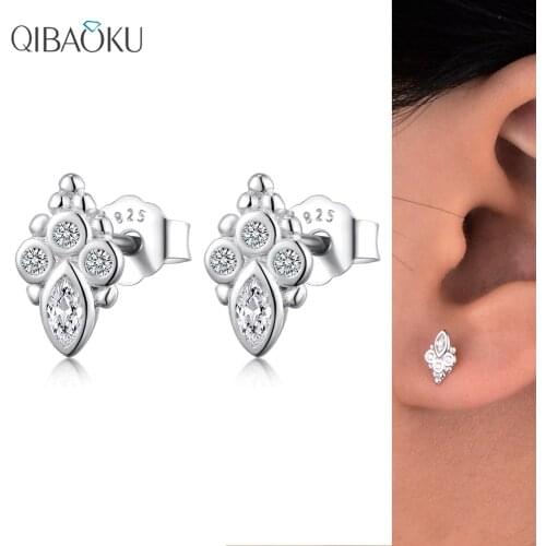 Grape Shaped Stud Earrings 925 Sterling Silver Shining Zircon Earring for Women Birthday Party Gift Fine Jewelry