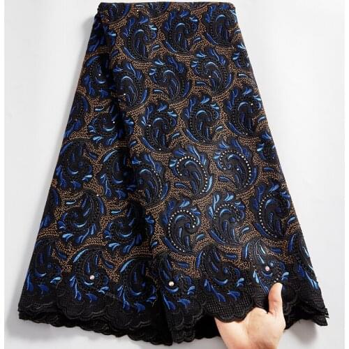 SJD LACE White Swiss Cotton Voile Fabric 2021 Embroidery Sweing Flower Lace Fabric 5 Yards Dresses For Women Free Shipping A2516