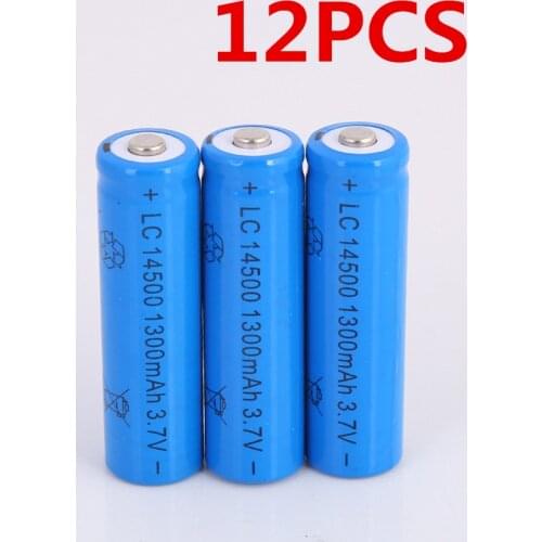 12pcs/lot Large capacity 3.7V 1300mAh rechargeable battery 14500 lithium ion rechargeable battery for flashlight battery