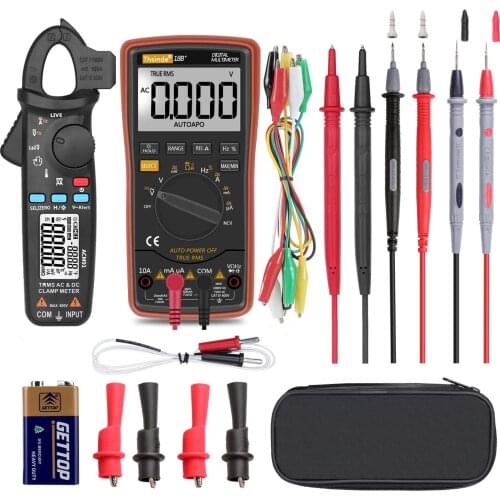 Autoranging Digital Multimeter AD/DC Current Clamp Meter with Storage Bag Battery Alligator Clips Test Multi Tester