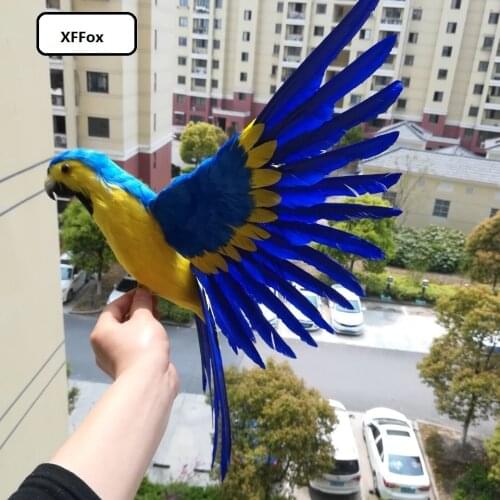 Big real life blue&yellow parrot model foam&feather simulation wings parrot bird gift about 45x60cm xf1344