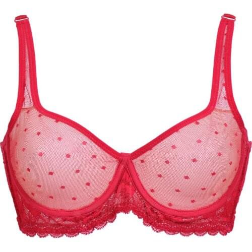 YANDW Minimizer Bra Lace Lingerie Unlined See Through Bras for Women Breathable Soft Underwire Brassiere Plus Size Bralette