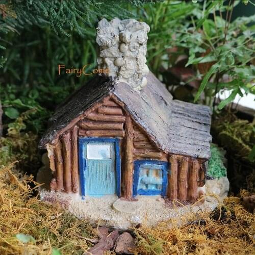 FairyCome Wooden Look Fairy House for Gardens Fairy Garden Miniature House Woodland Cottage Miniature Garden Outdoor Accessories