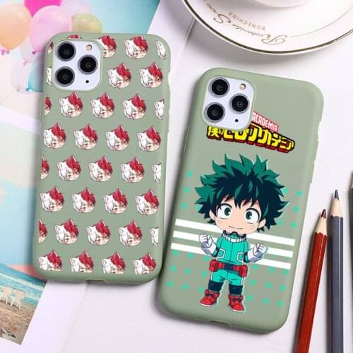 My Hero Academia deku bakugou Boku no Phone Case for iPhone 12 mini 11 Pro Max X XR XS 8 7 6s Plus Candy green Silicone Cases