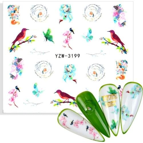 Bird Nail Decal Nail Sticker Water Decals Colorful Stickers Stickers Flowers Decoration Art Nail Sticker For Manicure