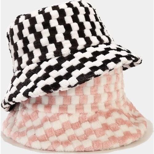 Bucket Hat Fluffy Women Autumn Winter Warm Holiday Accessory For Young Lady Teenagers Outdoors