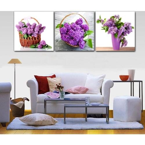 Modern Painting Canvas Kitchen Purple Flower Dining Room Wall Art Home Decor Canvas Painting Kitchen Posters and Prints M387