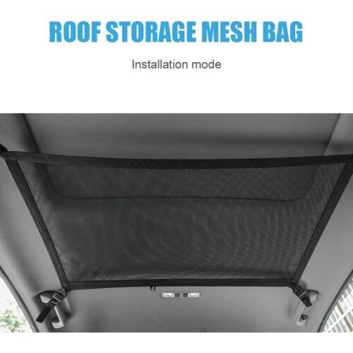 8kg Car Roof Storage Mesh Bag Interior Cargo Universal Netbag Adjustable Sundries Storage Tool Car Travel Pocket