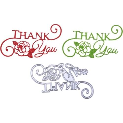 YINISE Metal Cutting Dies Thank You FLOWER For Scrapbooking Stencils DIY Album Cards Decoration Embossing Folder Die Cuts Tools