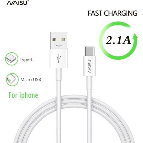 NAISU Fast Charging Cable 2.1A Micro USB Type C Cable For Iphone Huawei Samsung Xiaomi Redmi Oppo Mobile Phone Charge Cord 2021