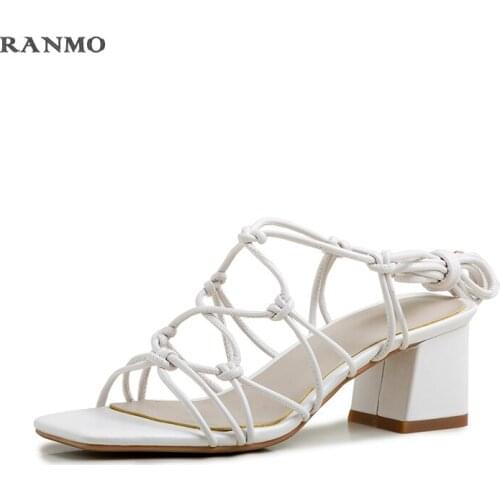 2021 New Strappy Sandal Peep-toe Sandal Woman Sandal High Heels Casual Comfortable Sandal Daily Commuter Shoe Big Shoes 34-43
