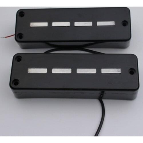 1 SET of 4 String Bass Ceramic Pickup Bridge + Neck Black