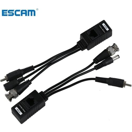 1 Pair 3 in 1 Plug BNC Male to RJ45 Audio Video Power Balun Transceiver for CCTV Camera