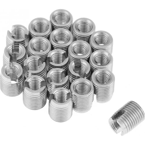 20Pcs M3x6mm Stainless Steel Threaded Insert Coiled Wire Helical Insert Self Tapping Slotted Screw Helicoil Thread Repair Insert